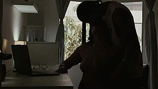 porn model fucked by tiny roommate in home office