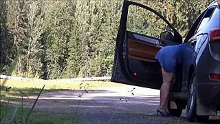 fucked hot milf traveler doggystyle on roadside