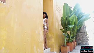 i'm petite latina katherinne sofia posing nude on sunny rooftop