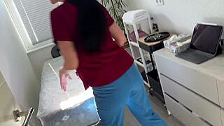 nurse milf massages patient to double sloppy cumshots