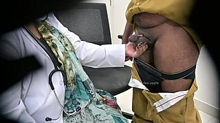 Doctor stares shocked at my tiny throbbing patient cock!