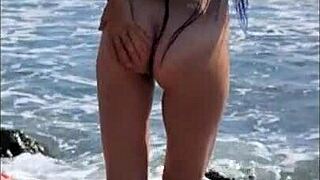 Pissing teen Lola Spice soaks public beach and shower in wild compilation!