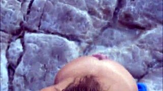 sloppy teen model gives risky beach pov blowjob backstage cumshot