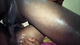 Sexy African girl's creamy pussy workout fantasy