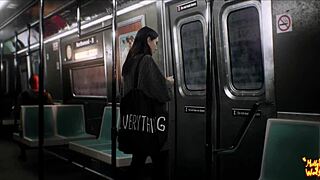 beautiful stranger gives sloppy train blowjob closeup