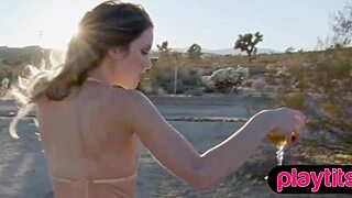 whoa this big ass petite milf strips naked in the desert