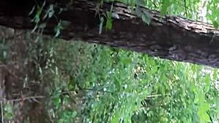 brunettes lick pussy in forest till explosive lesbian orgasm