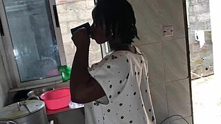 Sexy ebony bbw maid gets freestyled hard in the kitchen ass pounding