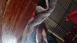 curvy latina student teases with upskirt lingerie reveal
