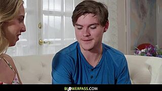 Milf Millie lures babysitter into wet pussy licking frenzy