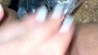 Arab teen Snowwhite toys tight pussy with glass dildo in LA