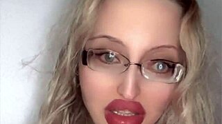 russian fetish babe with glasses and lipstick at 4:40