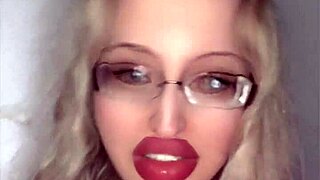 russian fetish babe with glasses and lipstick at 4:40