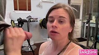 cute jeans sneaker girl drools deepthroat with dirty talk