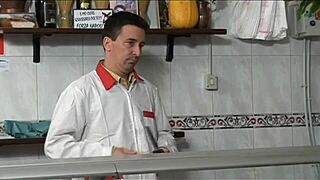 Butcher Pounds Ass Raw In His Shop