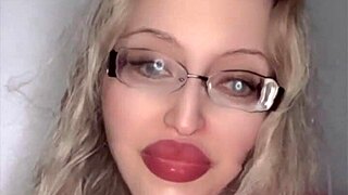 russian fetish babe with glasses and lipstick at 4:40