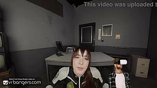 vr cosplay mina ashiro ponytail deepthroats monster cock in kaiju no 8 parody