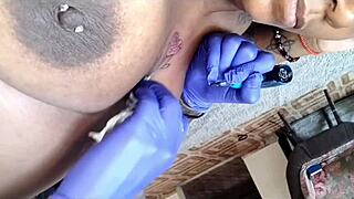 black stud pays tattoo with massive cock in latina pussy