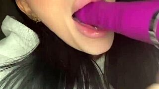 horny british coed squirts in solo webcam toy play
