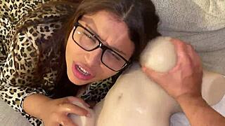 Milf mouth stuffed and pussy toyed by huge cock in wild session