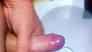 hidden guy in bathroom sink blasts cum explosion