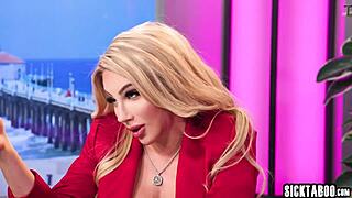 Two hung shemales pound black milf Destiny Mira on TV