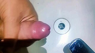hidden guy in bathroom sink blasts cum explosion