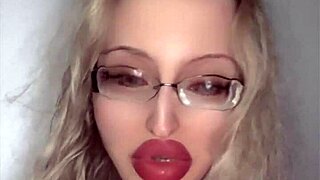 russian fetish babe with glasses and lipstick at 4:40