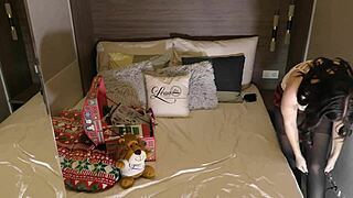 I play hot dick make cum Christmas New Year present after try-on haul