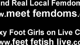 Join our kinky foot fetish threesome with pantyhose domination