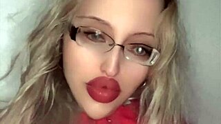 russian fetish babe with glasses and lipstick at 4:40