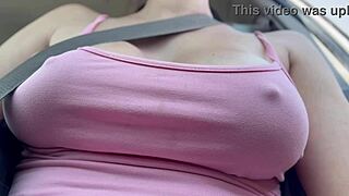 hey, artemisia's big horny tits bounce wild on car ride 😍