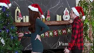 curvy milf aunt teases group into taboo christmas orgy fun