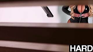 perfect blonde faces intense action in hardx scene