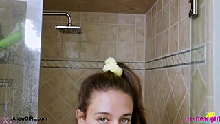 sweet brunette beauty showers so teasingly
