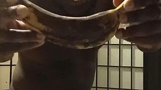 BLACK TITS BOUNCE AS LLAMASR COOKS BIG COCK BANANA KITCHEN FUCK