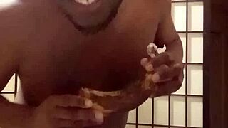 BLACK TITS BOUNCE AS LLAMASR COOKS BIG COCK BANANA KITCHEN FUCK