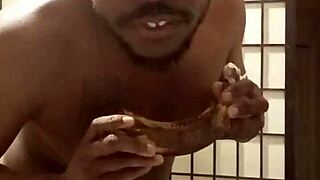 BLACK TITS BOUNCE AS LLAMASR COOKS BIG COCK BANANA KITCHEN FUCK