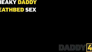 Think daddy4k old man tricked her with fake illness for wild cowgirl pussy ride on sofa?