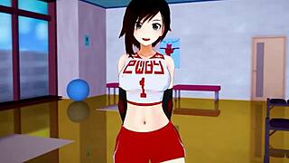 POV creampie fills tight pussy during intense team RWBY workout session