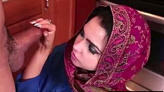 Muslim hijab girl submits to American host's hardcore commands!