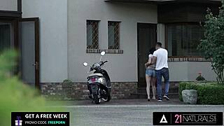 Riotous Scooter Ride Home Turns Into Deep Pussy Pounding And Massive Cumshot Explosion!