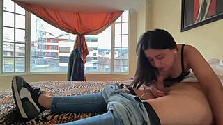 She grew so horny at work she ripped off her coworker's condom begging for his creampie deep in her vagina
