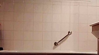 french slave bound in stocks masturbates with dildo on halloween