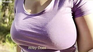 Big Tit Wife Dares Flashing Boobs In Public Park