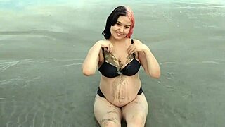 belle belinha the cute pregnant african teen sensually shows off her belly on the beach