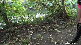 Teasing Milf Flashes Neighbor While Masturbating Outdoors