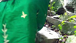 stepsis tempts quick anal fuck in jungle hiding from family vacation crowd