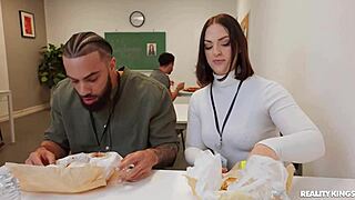 brunette gags on cock in pov face fuck before deep pussy pounding