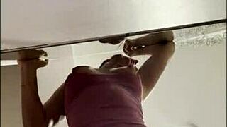punishing my sexy muscular wife after club night fingering her big natural tits ass